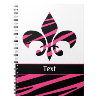 Roze zwarte olievleer van de lis Zebra Pattern Notitieboek