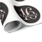 Roze zwarte, op maat gesneden 16e tienerdag cadeaupapier (Rol Hoek)