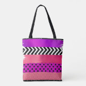 Roze zwarte Paarse glitterpenseelstreek monogramme Tote Bag (Achterkant)