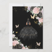 Roze Zwarte Paarse Rozen Jurk Gouden Quinceañera X Kaart (Achterkant)
