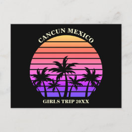 Roze zwarte palmbomen Tropische strandvakantie Briefkaart