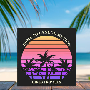 Roze zwarte palmbomen Tropische strandvakantie Kaart