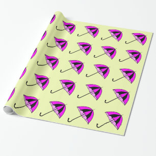 Roze Zwarte Paraplu Aangepaste Glanzende Inpakpapi Cadeaupapier