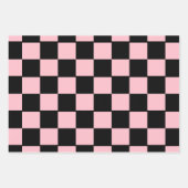 Roze & Zwarte Patronen Strepen, Checkers, Polka Do Inpakpapier Vel (Voorkant 2)