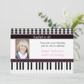 Roze zwarte pianothema Sweet 16 Birthday Kaart (Staand voorkant)