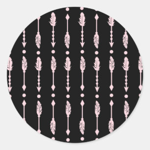 Roze & Zwarte Pijlen Wild ONE Meisjes Verjaardagsf Ronde Sticker