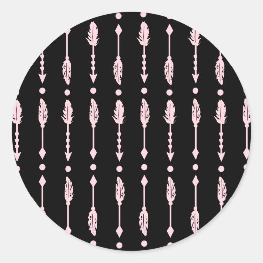 Roze & Zwarte Pijlen Wild ONE Meisjes Verjaardagsf Ronde Sticker (Voorkant)