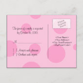 Roze Zwarte Polka Dot Ribbon Bow RSVP Briefkaart (Achterkant)