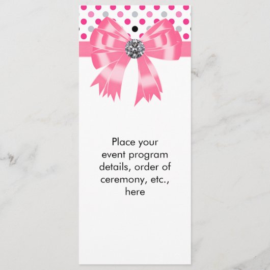 Roze Zwarte Polka Dot Trouwprogramma Sjabloon (Achterkant)