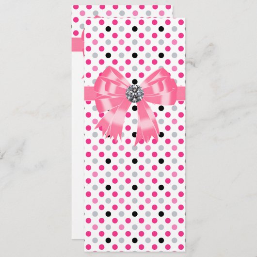 Roze Zwarte Polka Dot Trouwprogramma Sjabloon (Voorkant / Achterkant)