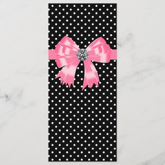 Roze Zwarte Polka Dot Trouwprogramma Sjabloon (Voorkant)