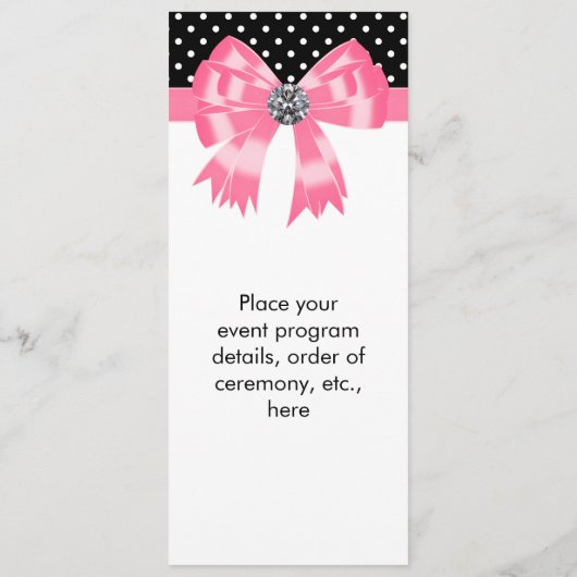 Roze Zwarte Polka Dot Trouwprogramma Sjabloon (Achterkant)