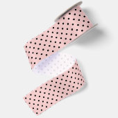 Roze zwarte polka stip satijnen lint (Achterkant)