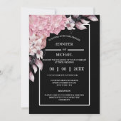 Roze zwarte pony floral dark moody elegant night kaart (Voorkant)