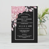 Roze zwarte pony floral dark moody elegant night kaart (Staand voorkant)