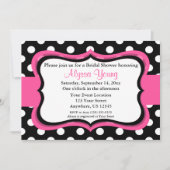 Roze zwarte pooldot Bridal of Baby shower Invite Kaart (Voorkant)