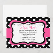 Roze zwarte pooldot Bridal of Baby shower Invite Kaart (Voorkant / Achterkant)