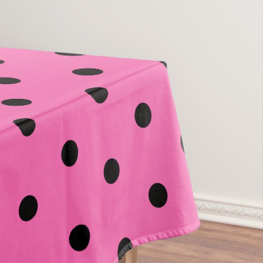 roze zwarte pooldots tafelkleed (Voorbeeld)