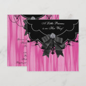 Roze Zwarte Prinses Baby Shower Uitnodigingen (Voorkant / Achterkant)