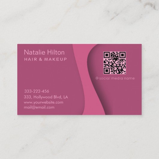 Roze zwarte professionele eenvoudige monogram visitekaartje (Achterkant)