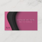 Roze zwarte professionele eenvoudige monogram visitekaartje (Voorkant)