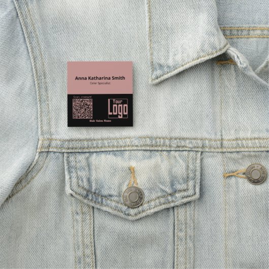 Roze Zwarte QR-Code Logo Bedrijfsexpertise Naamplaatje (In situ)