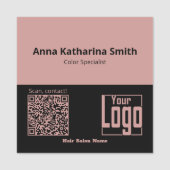 Roze Zwarte QR-Code Logo Bedrijfsexpertise Naamplaatje (Voorkant)