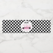 Roze Zwarte Raceauto Klaar Af Baby Shower Waterfles Etiket (Enkel label)