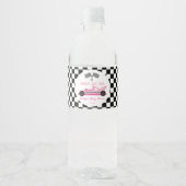 Roze Zwarte Raceauto Klaar Af Baby Shower Waterfles Etiket (Voorkant)