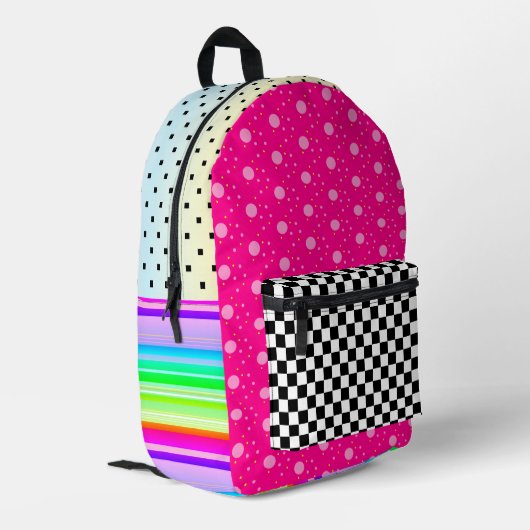 Roze zwarte regenboog dambord gestreepte tas (Achterkant Hoek Links)