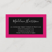 Roze & zwarte rendy visitekaartje (Achterkant)