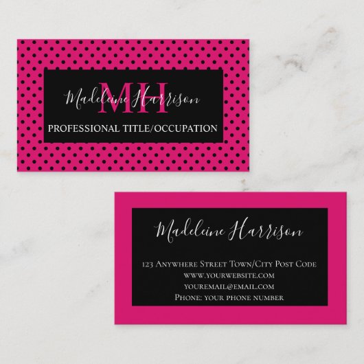 Roze & zwarte rendy visitekaartje (Voorkant / Achterkant)