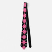 Roze Zwarte Retro Argyle Stropdas (Voorkant)