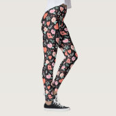 Roze zwarte retro bloem leggings (Rechts)