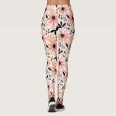 Roze zwarte retro bloem leggings (Achterkant)