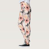 Roze zwarte retro bloem leggings (Links)