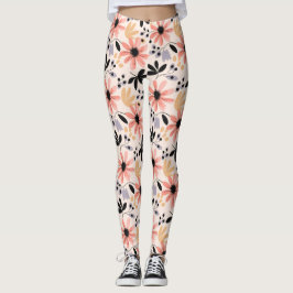 Roze zwarte retro bloem leggings