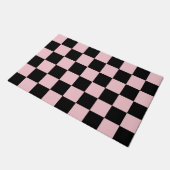 Roze zwarte Retro Checkerboard Pattern Deurmat (Schuin)