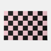 Roze zwarte Retro Checkerboard Pattern Deurmat (Voorkant)