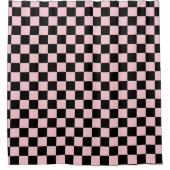 Roze zwarte Retro Checkerboard Pattern Douchegordijn (Voorkant)