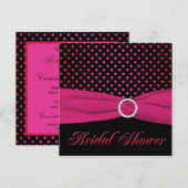 Roze, zwarte, rode harten Bridal Shower-uitnodigin Kaart (Voorkant / Achterkant)