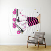 Roze & Zwarte Roller Skate Schaatsen Wandkleed (In Situ (horizontaal))