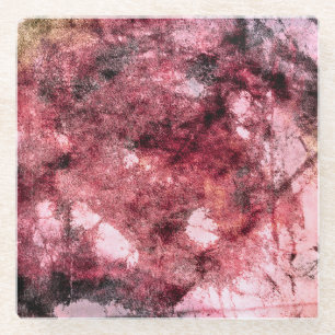 Roze zwarte rooge abstracte verfborstel moderne ku glazen onderzetter