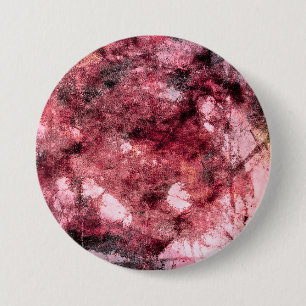 Roze zwarte rooge abstracte verfborstel moderne ku ronde button 7,6 cm