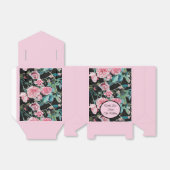 Roze zwarte Roos Floral Weddenschap Cake Favor Box Bedankdoosjes (Uitgevouwen)