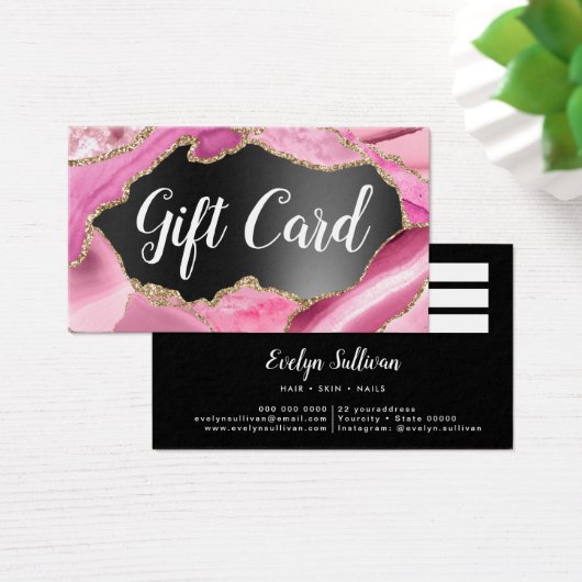 Roze zwarte roze Folie kaartje (Bureau)