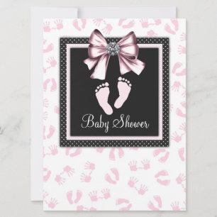 Roze Zwarte Roze Voetafdrukken Baby Shower Kaart