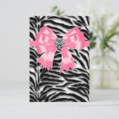 Roze zwarte roze Zebra RSVP-Sjabloon RSVP Kaartje (Staand voorkant)