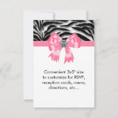 Roze zwarte roze Zebra RSVP-Sjabloon RSVP Kaartje (Achterkant)