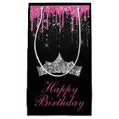 Roze zwarte roze zwarte druppel Glitter Tiara Birt Klein Cadeauzakje (Voorkant)